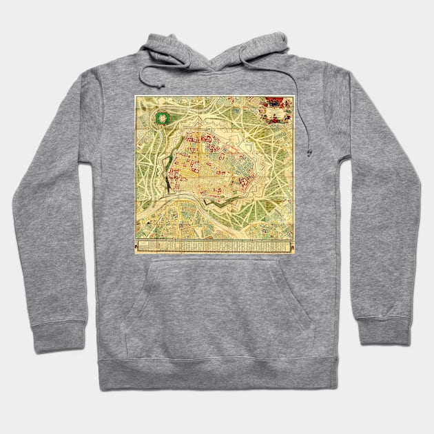 Vintage Map of Vienna Austria (1710) Hoodie by Bravuramedia